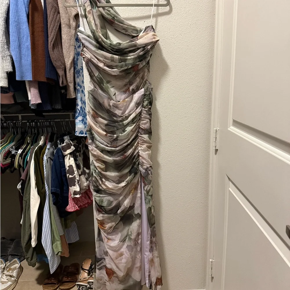 Abercrombie & Fitch Elegant White and Green Floral Dress